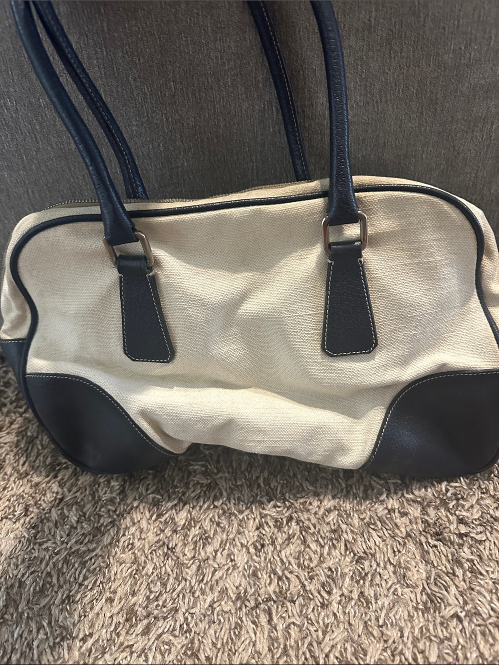 Vintage Prada canvas and leather handbag - Picture 6 of 14
